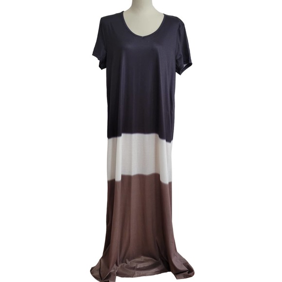 MISSLOOK Color Block Short Sleeve Maxi Dress - Picture 1 of 9